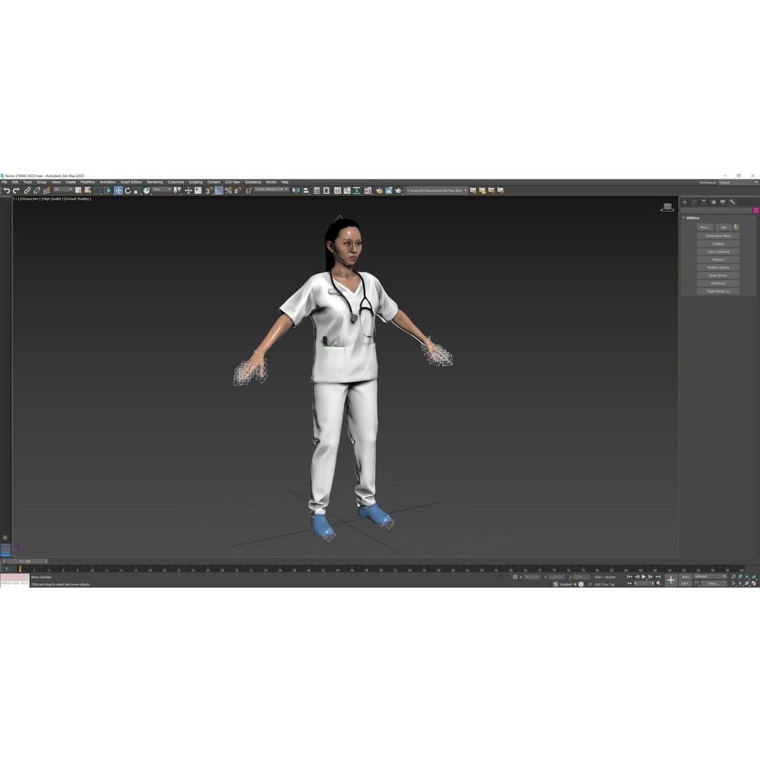 Nurse 3D Model – Low Poly Rigged Character with Animations, FBX - View 16