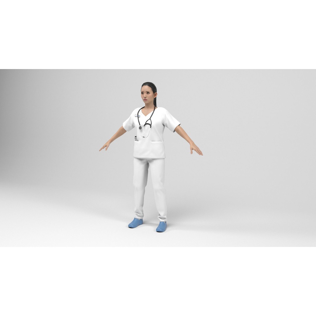 Nurse 3D Model – Low Poly Rigged Character with Animations, FBX - View 4