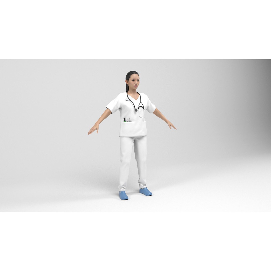Nurse 3D Model – Low Poly Rigged Character with Animations, FBX - View 5