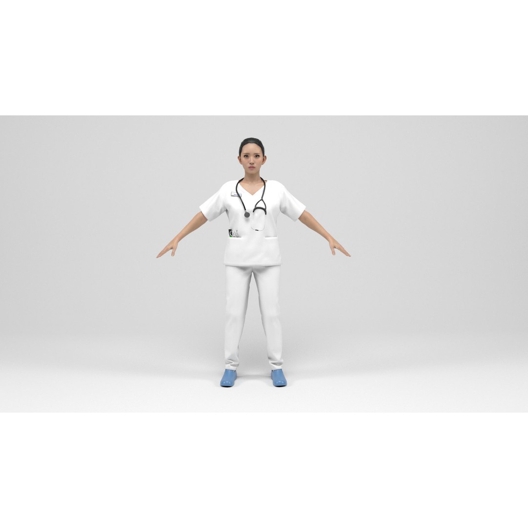 Nurse 3D Model – Low Poly Rigged Character with Animations, FBX - View 6