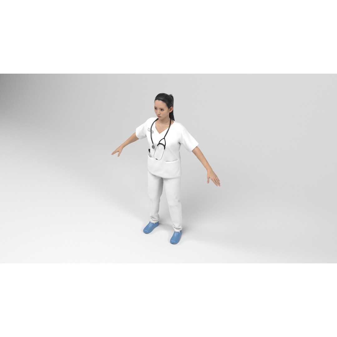 Nurse 3D Model – Low Poly Rigged Character with Animations, FBX - View 7