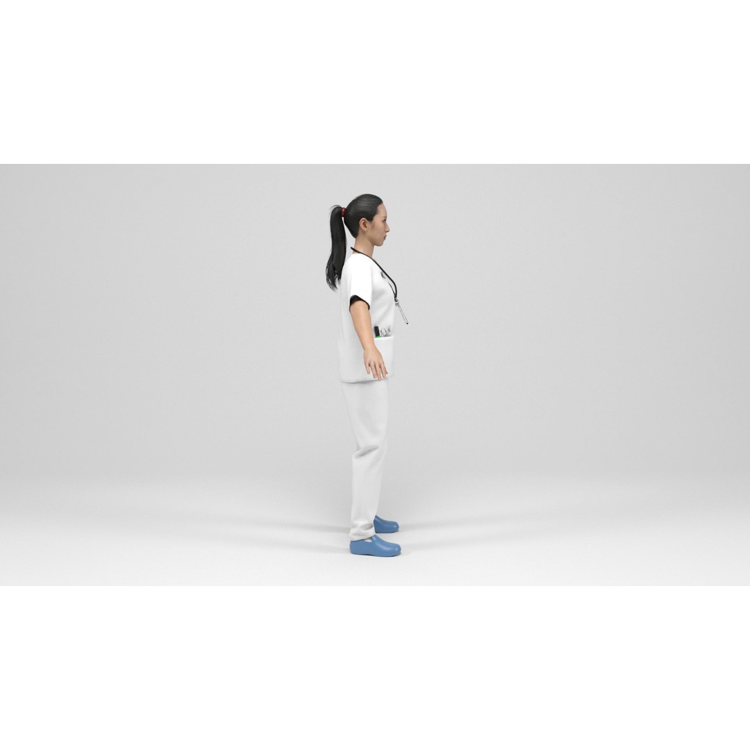 Nurse 3D Model – Low Poly Rigged Character with Animations, FBX - View 8