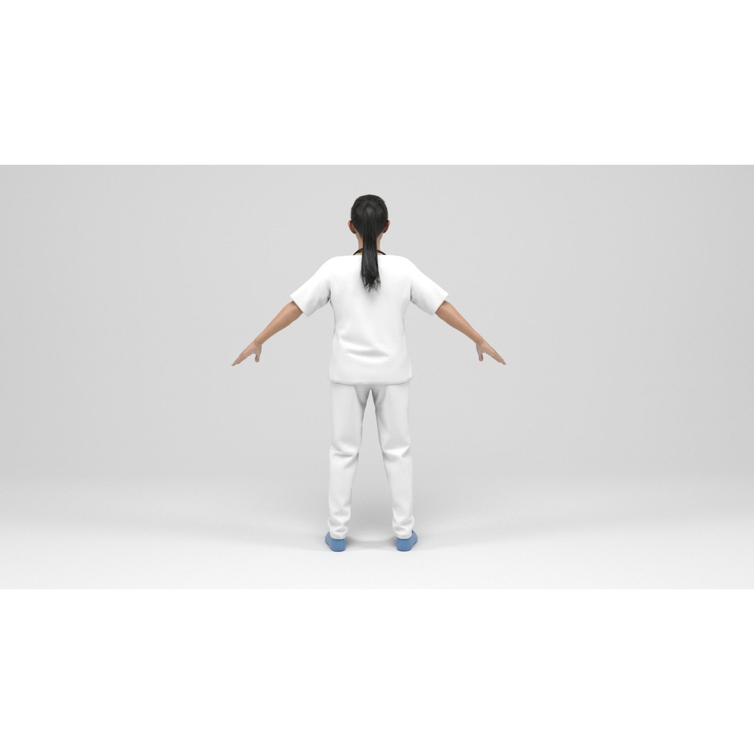 Nurse 3D Model – Low Poly Rigged Character with Animations, FBX - View 9