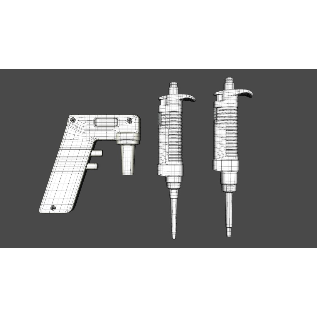 Pipettor P200 P1000 3D Model – Low Poly Game-Ready Medical Asset, FBX