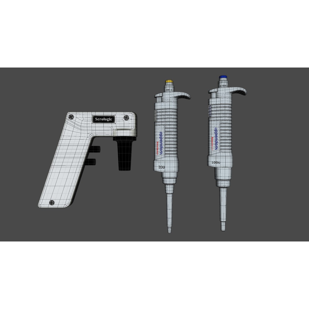 Pipettor P200 P1000 3D Model – Low Poly Game-Ready Medical Asset, FBX - View 15