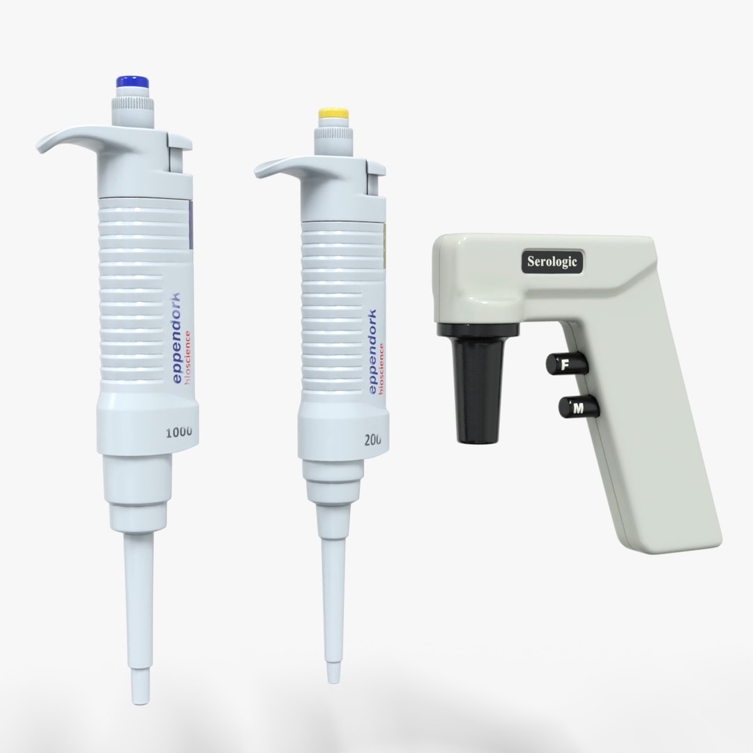 Pipettor P200 P1000 3D Model – Low Poly Game-Ready Medical Asset, FBX - View 16