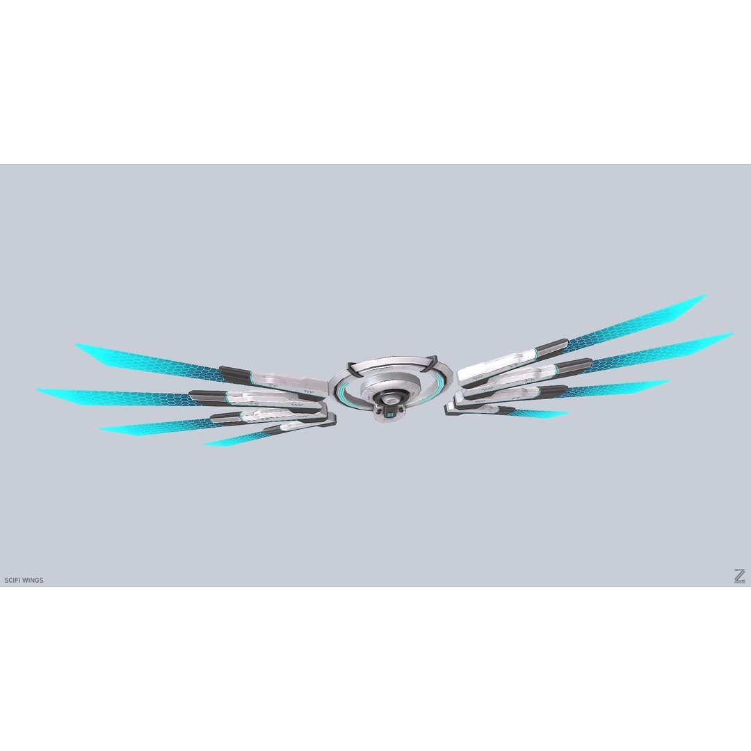 Sci-Fi Wings 3D Model – Low Poly Game Asset, FBX, OBJ - View 5