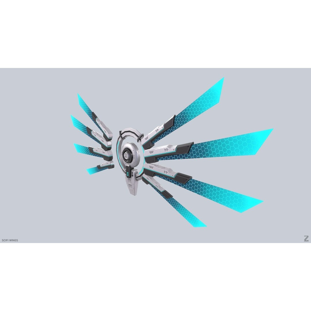 Sci-Fi Wings 3D Model – Low Poly Game Asset, FBX, OBJ - View 6