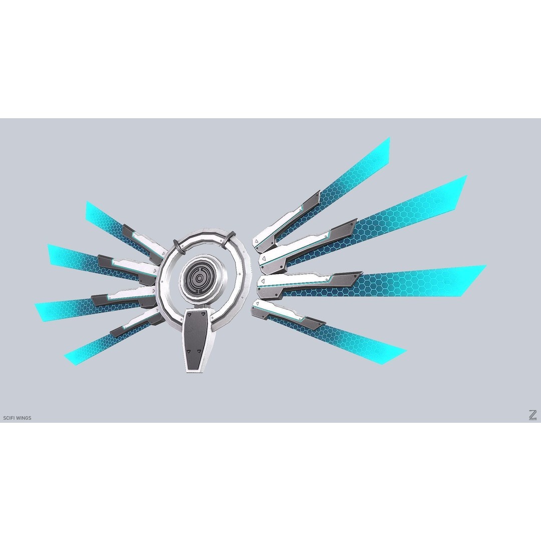Sci-Fi Wings 3D Model – Low Poly Game Asset, FBX, OBJ - View 7