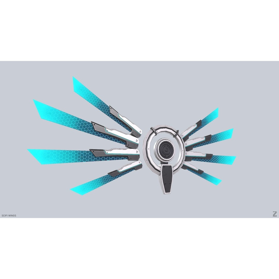 Sci-Fi Wings 3D Model – Low Poly Game Asset, FBX, OBJ - View 8