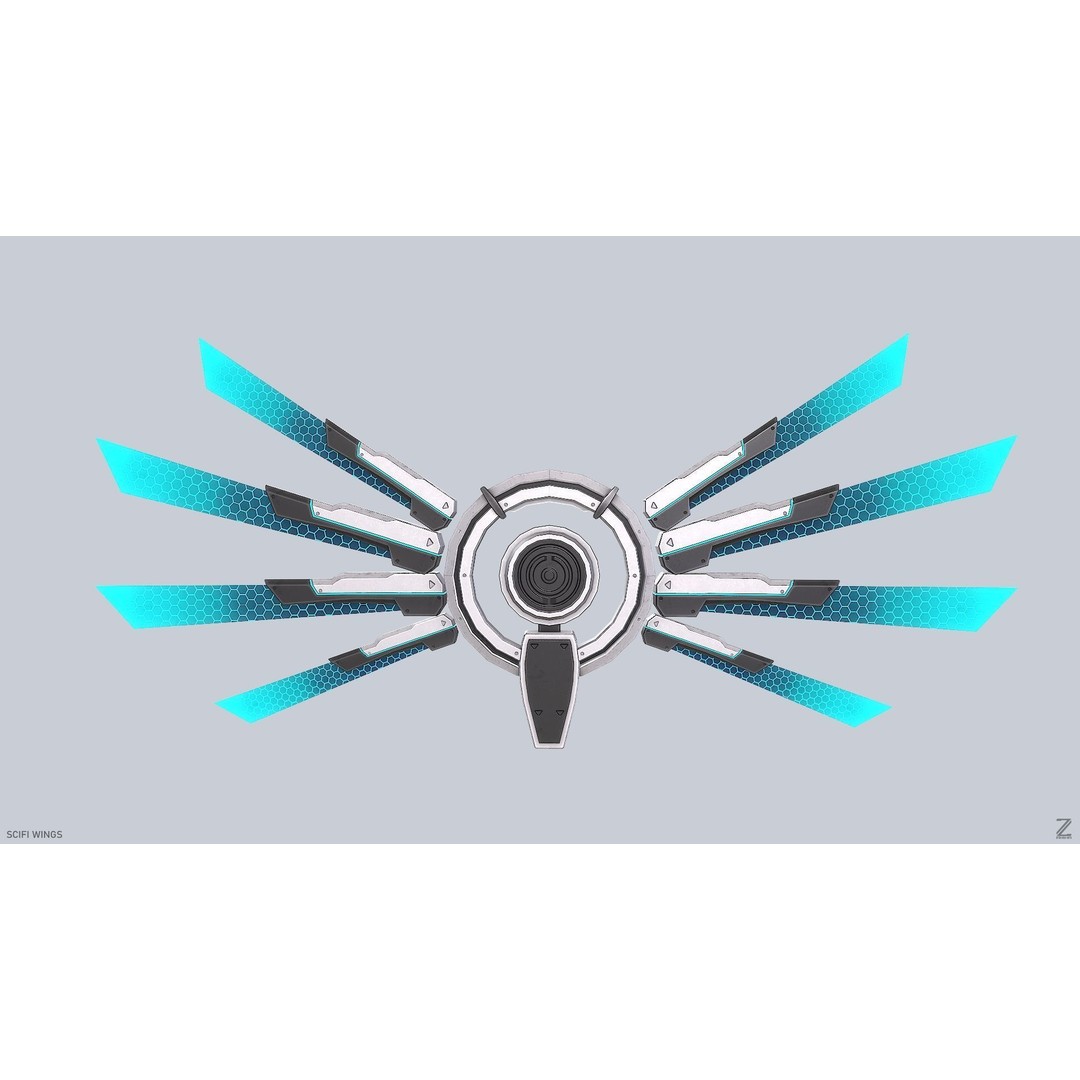 Sci-Fi Wings 3D Model – Low Poly Game Asset, FBX, OBJ - View 9