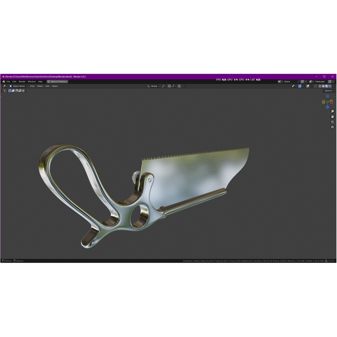 Satterlee Bone Saw 3D Model – High Poly Medical Asset, FBX, OBJ - View 14