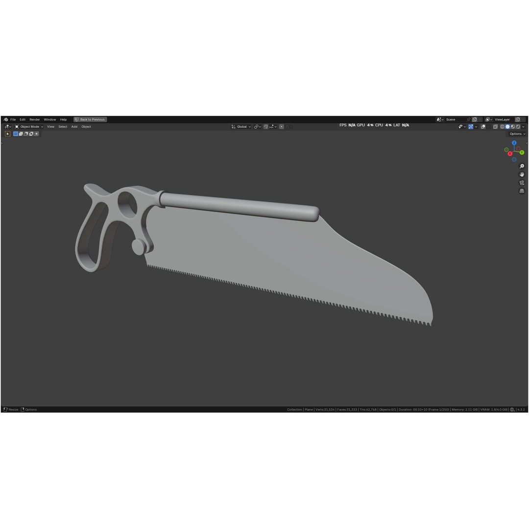 Satterlee Bone Saw 3D Model – High Poly Medical Asset, FBX, OBJ - View 24