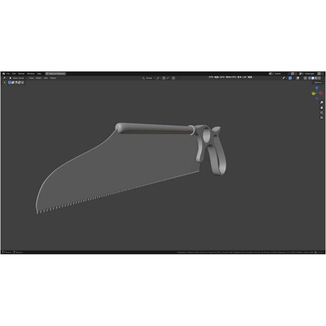Satterlee Bone Saw 3D Model – High Poly Medical Asset, FBX, OBJ - View 25