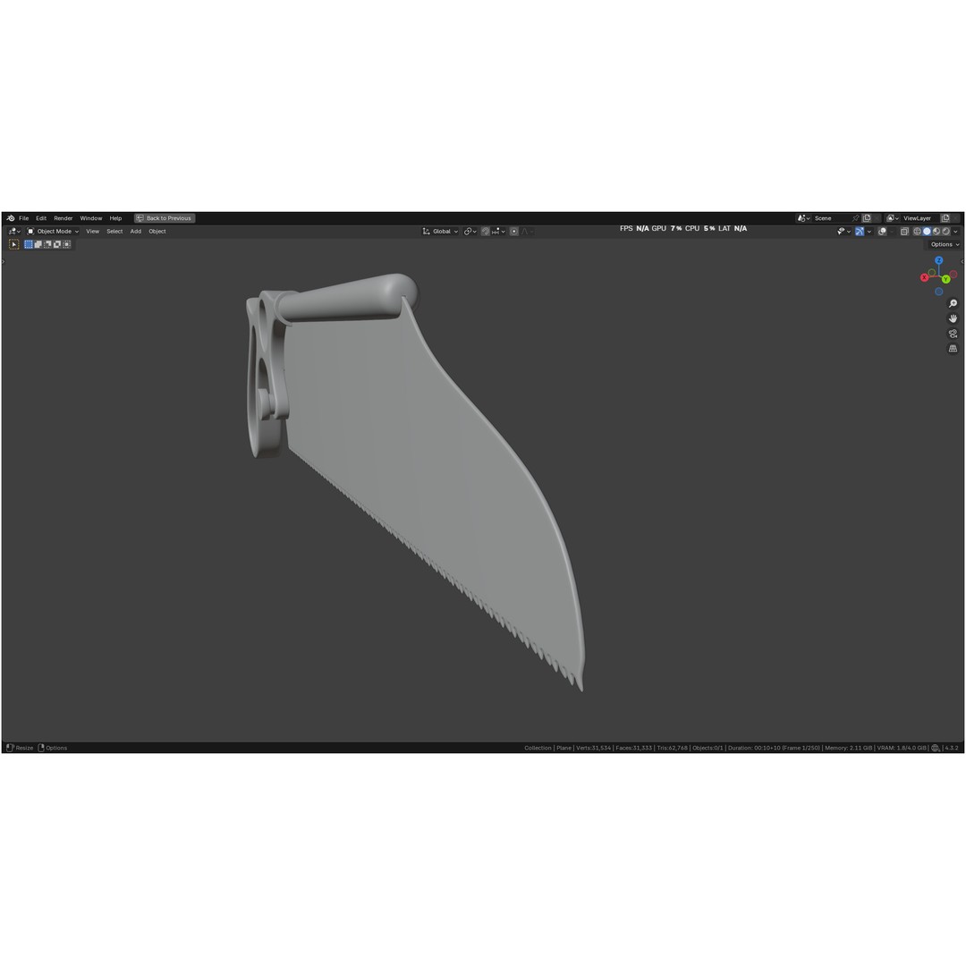 Satterlee Bone Saw 3D Model – High Poly Medical Asset, FBX, OBJ - View 29