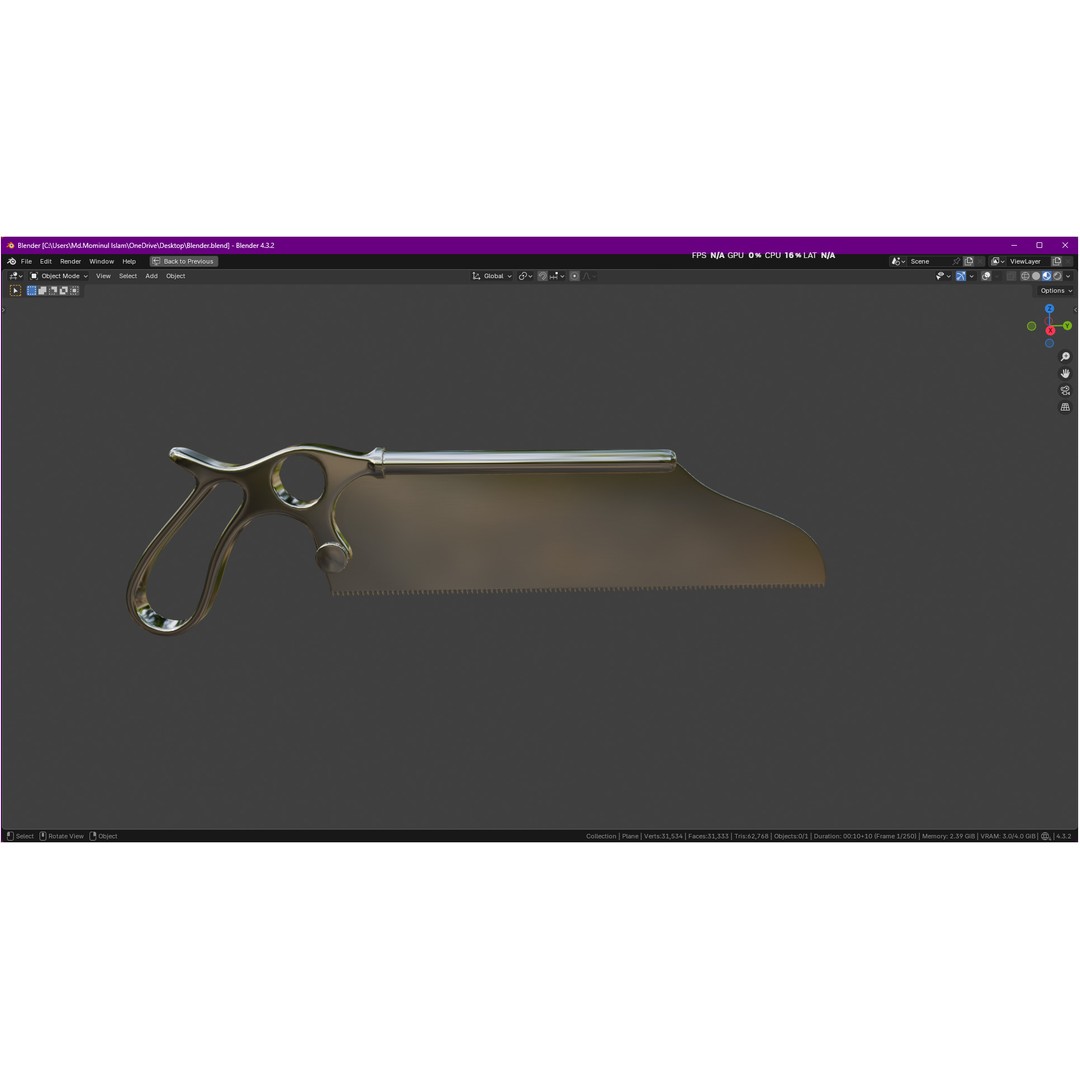 Satterlee Bone Saw 3D Model – High Poly Medical Asset, FBX, OBJ - View 3