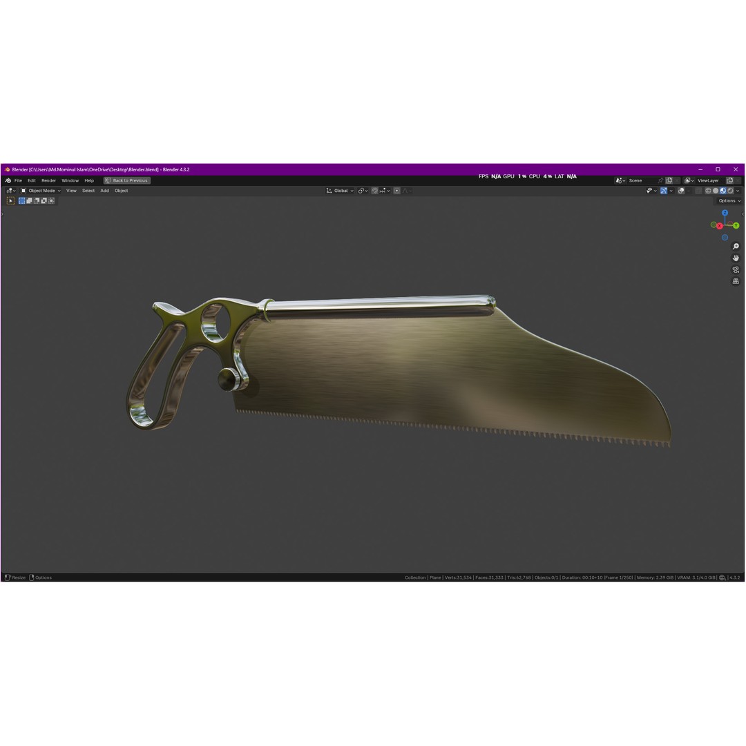 Satterlee Bone Saw 3D Model – High Poly Medical Asset, FBX, OBJ - View 4