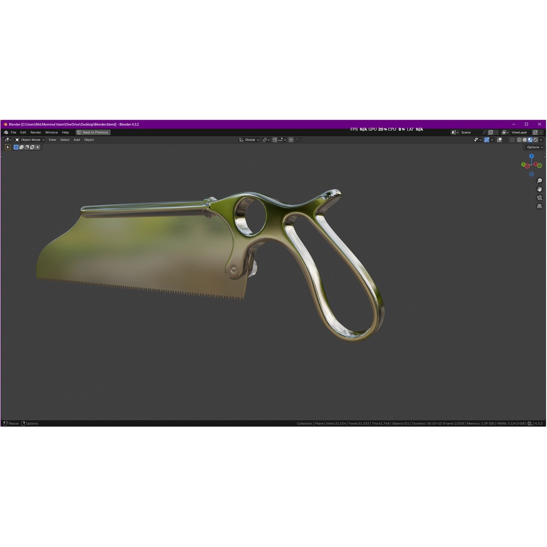 Satterlee Bone Saw 3D Model – High Poly Medical Asset, FBX, OBJ - View 7