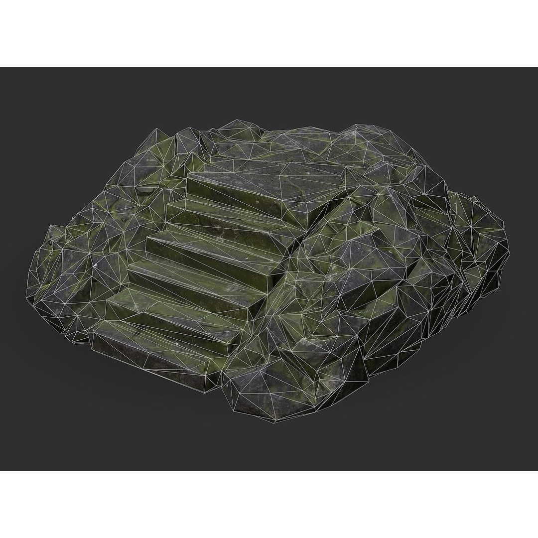 Stone Stairs 3D Model – Low Poly PBR Game Asset, FBX/OBJ