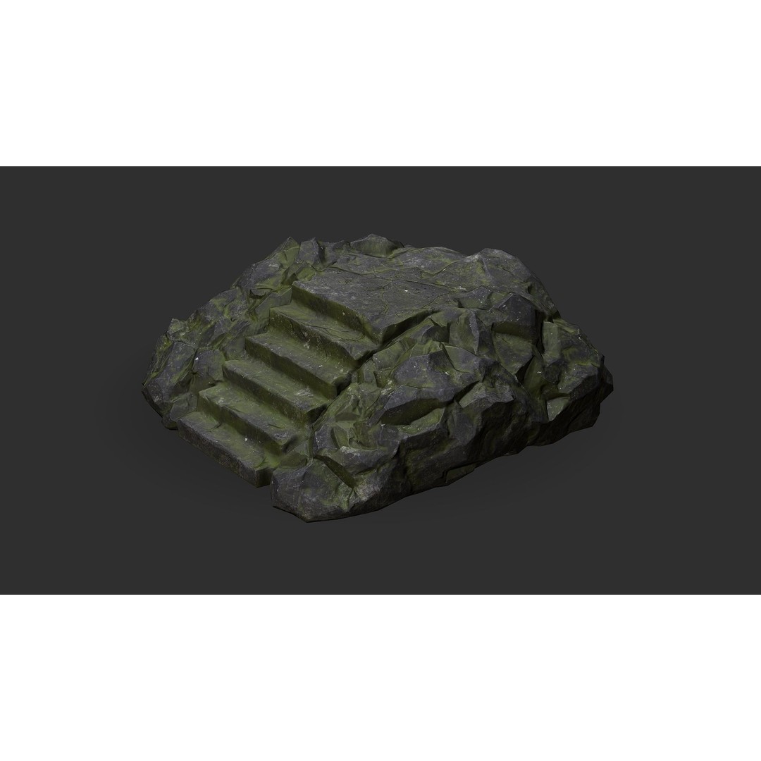 Stone Stairs 3D Model – Low Poly PBR Game Asset, FBX/OBJ - View 4