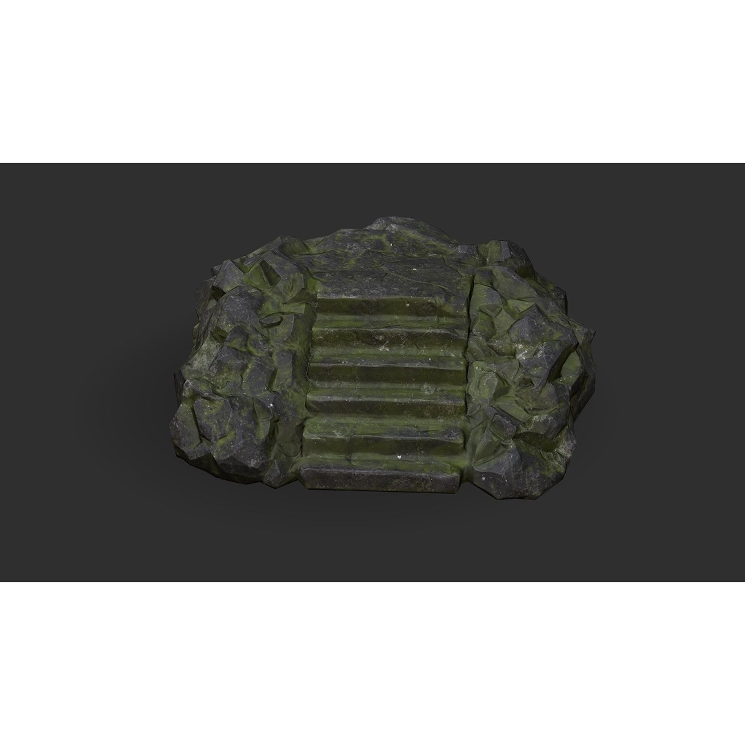 Stone Stairs 3D Model – Low Poly PBR Game Asset, FBX/OBJ - View 5