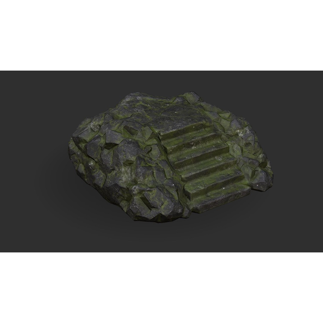 Stone Stairs 3D Model – Low Poly PBR Game Asset, FBX/OBJ - View 6