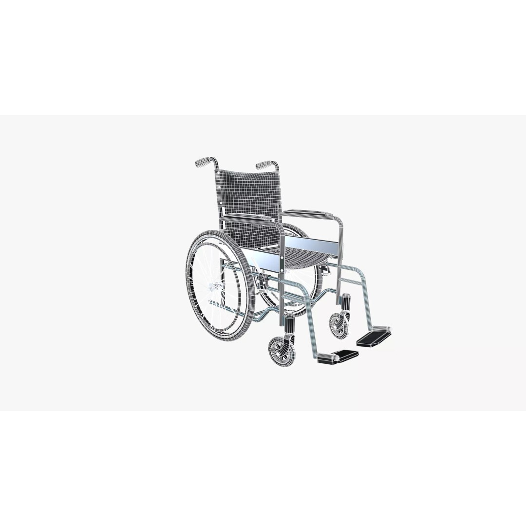 Wheelchair 3D Model – Mid Poly PBR Asset, FBX Format - View 16