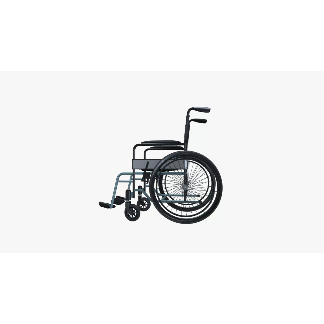 Wheelchair 3D Model – Mid Poly PBR Asset, FBX Format - View 3
