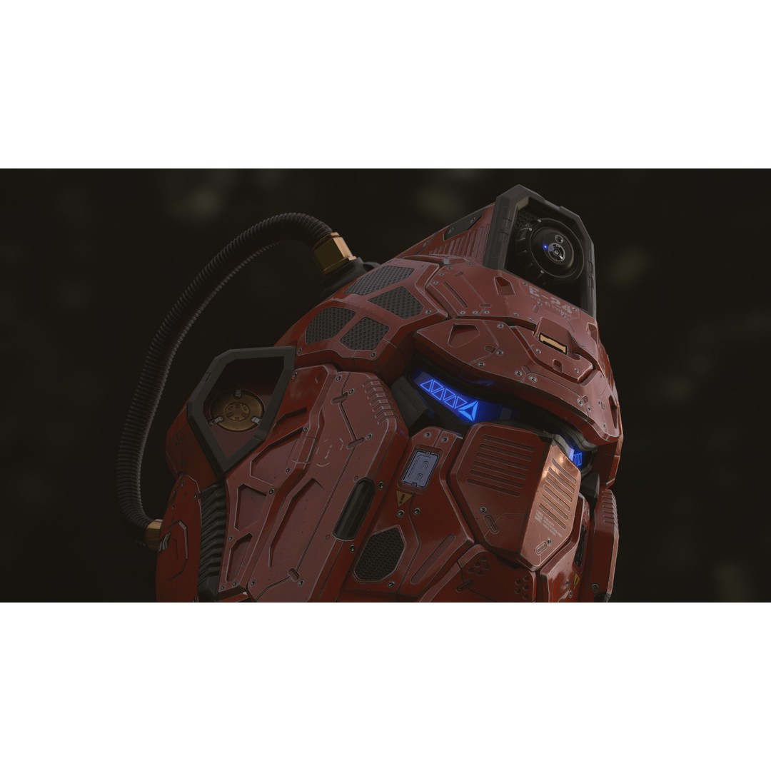 Sci-Fi Helmet E-24 3D Model – Low Poly PBR Game Asset, FBX, OBJ - View 11