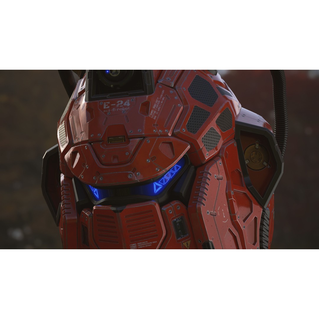 Sci-Fi Helmet E-24 3D Model – Low Poly PBR Game Asset, FBX, OBJ - View 12