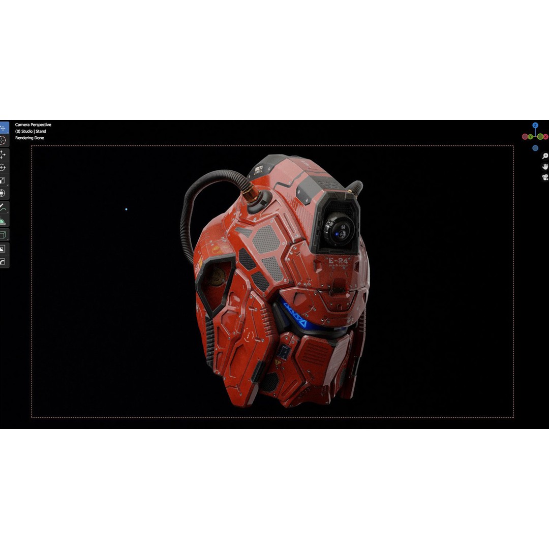 Sci-Fi Helmet E-24 3D Model – Low Poly PBR Game Asset, FBX, OBJ - View 13
