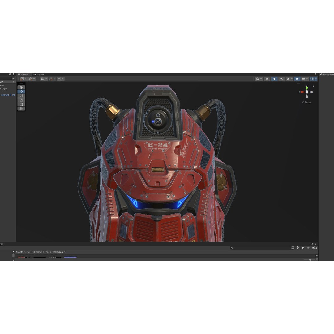 Sci-Fi Helmet E-24 3D Model – Low Poly PBR Game Asset, FBX, OBJ - View 14