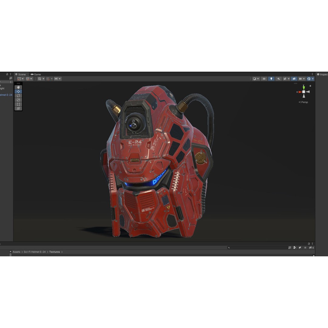 Sci-Fi Helmet E-24 3D Model – Low Poly PBR Game Asset, FBX, OBJ - View 15