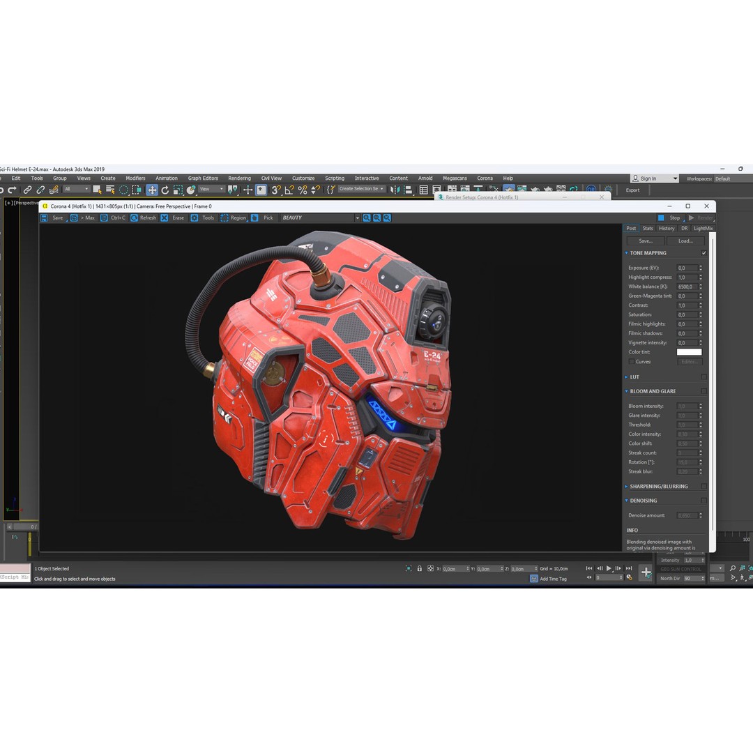 Sci-Fi Helmet E-24 3D Model – Low Poly PBR Game Asset, FBX, OBJ - View 17