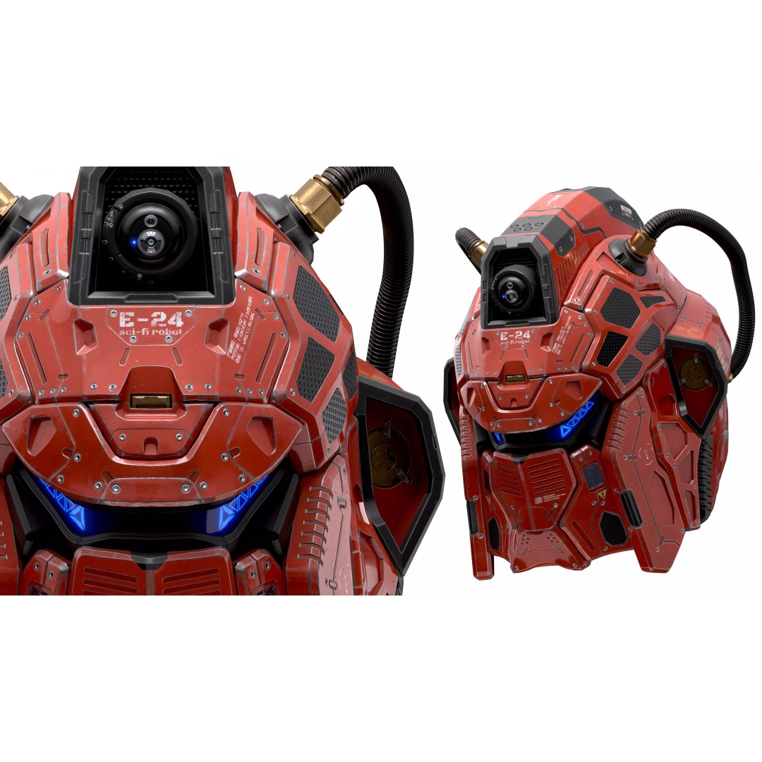 Sci-Fi Helmet E-24 3D Model – Low Poly PBR Game Asset, FBX, OBJ - View 2