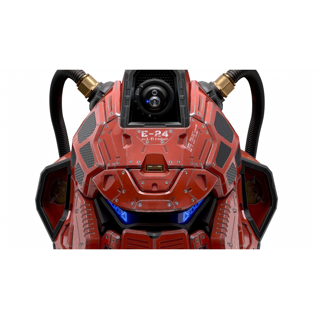 Sci-Fi Helmet E-24 3D Model – Low Poly PBR Game Asset, FBX, OBJ - View 3