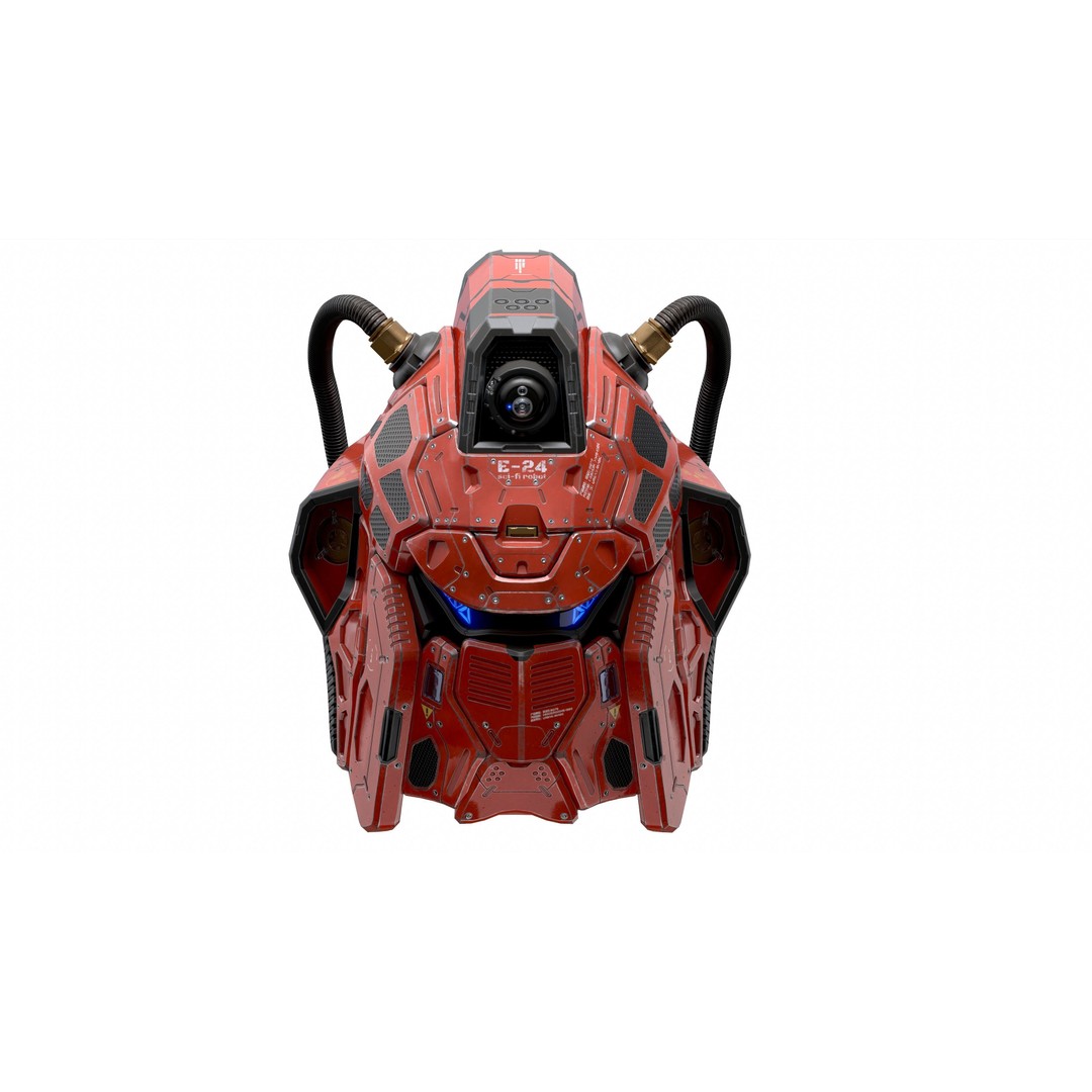 Sci-Fi Helmet E-24 3D Model – Low Poly PBR Game Asset, FBX, OBJ - View 5