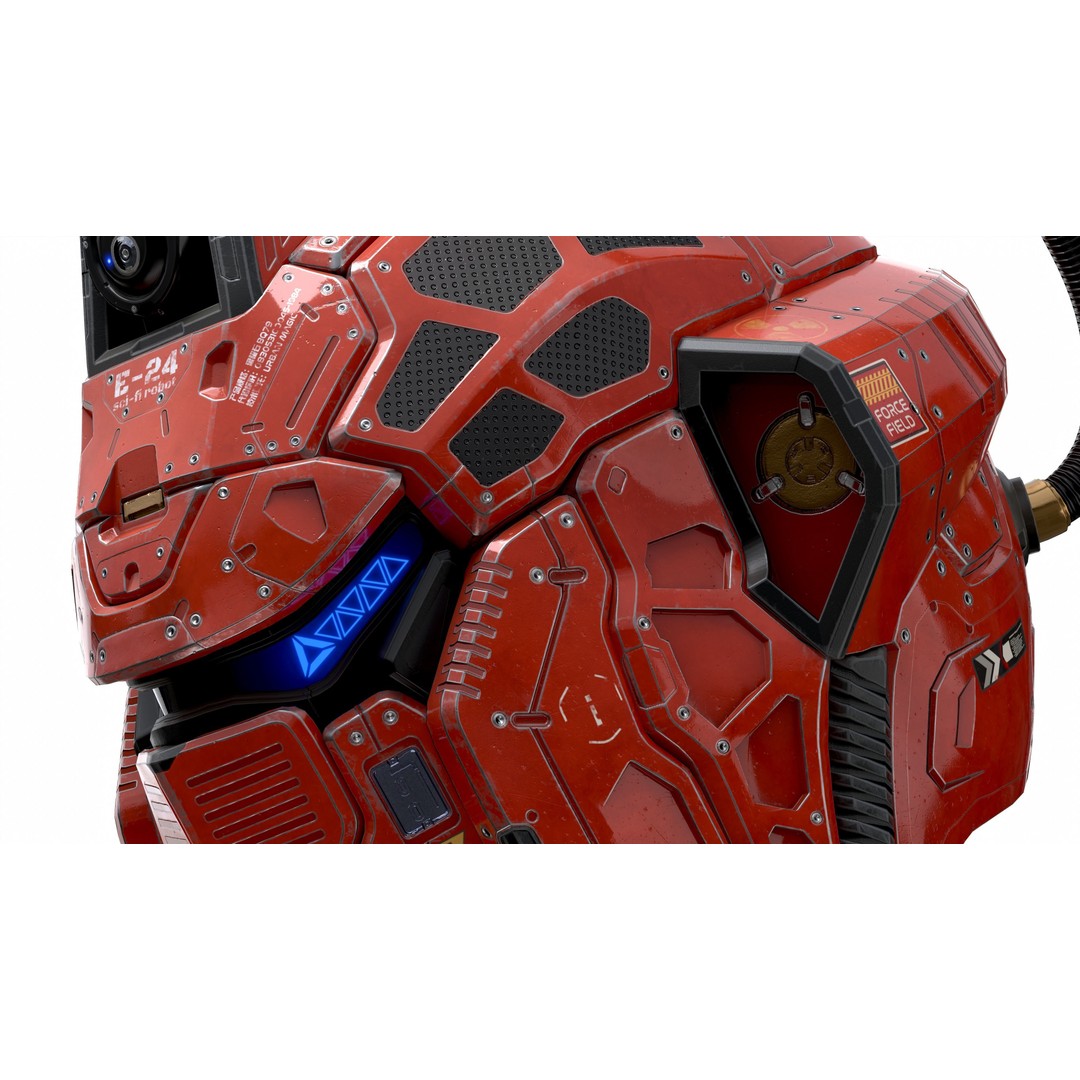 Sci-Fi Helmet E-24 3D Model – Low Poly PBR Game Asset, FBX, OBJ - View 6