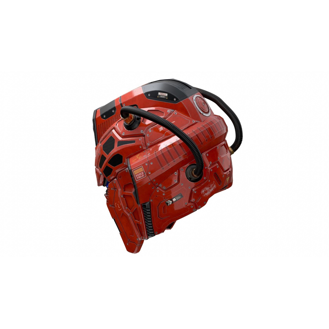 Sci-Fi Helmet E-24 3D Model – Low Poly PBR Game Asset, FBX, OBJ - View 7
