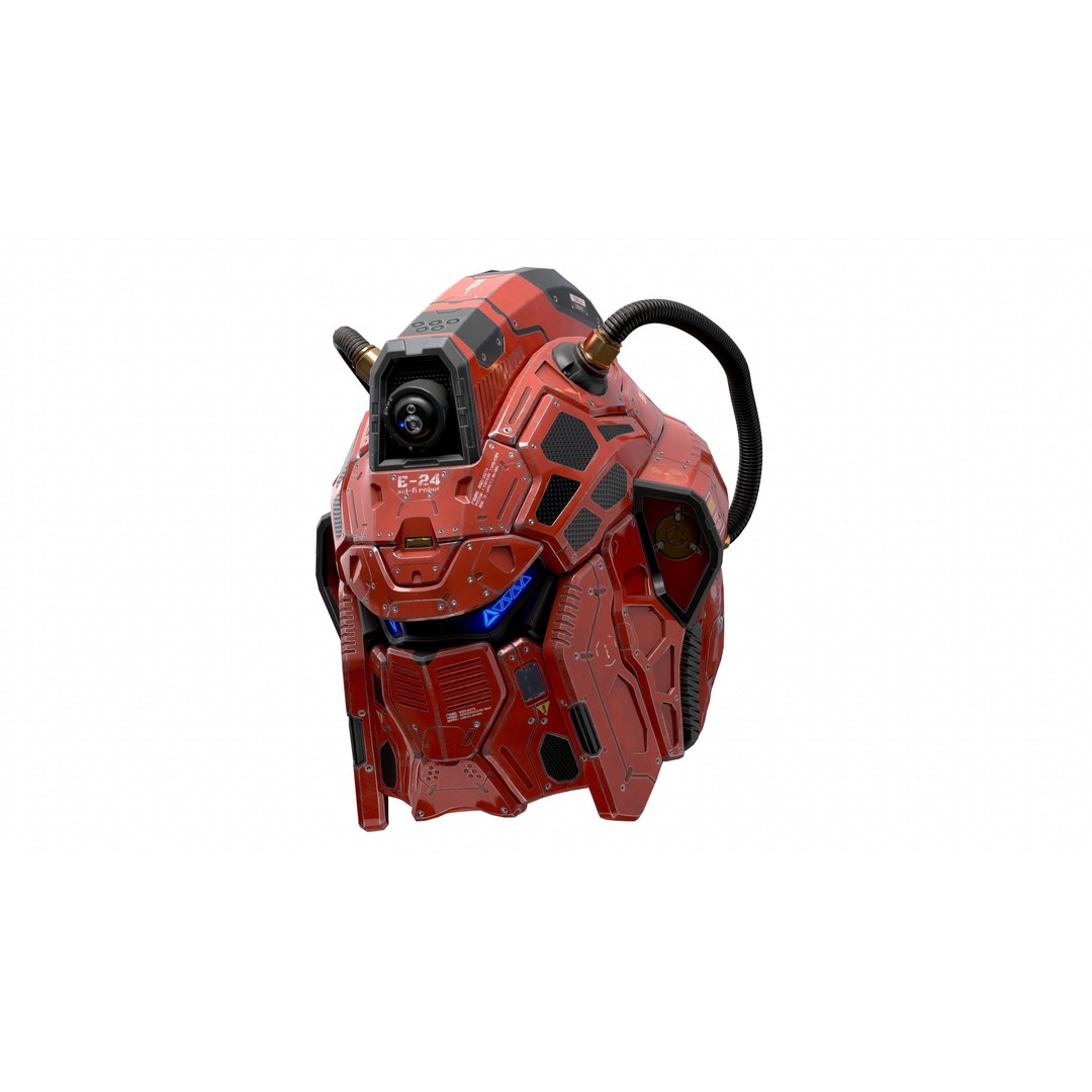 Sci-Fi Helmet E-24 3D Model – Low Poly PBR Game Asset, FBX, OBJ - View 9