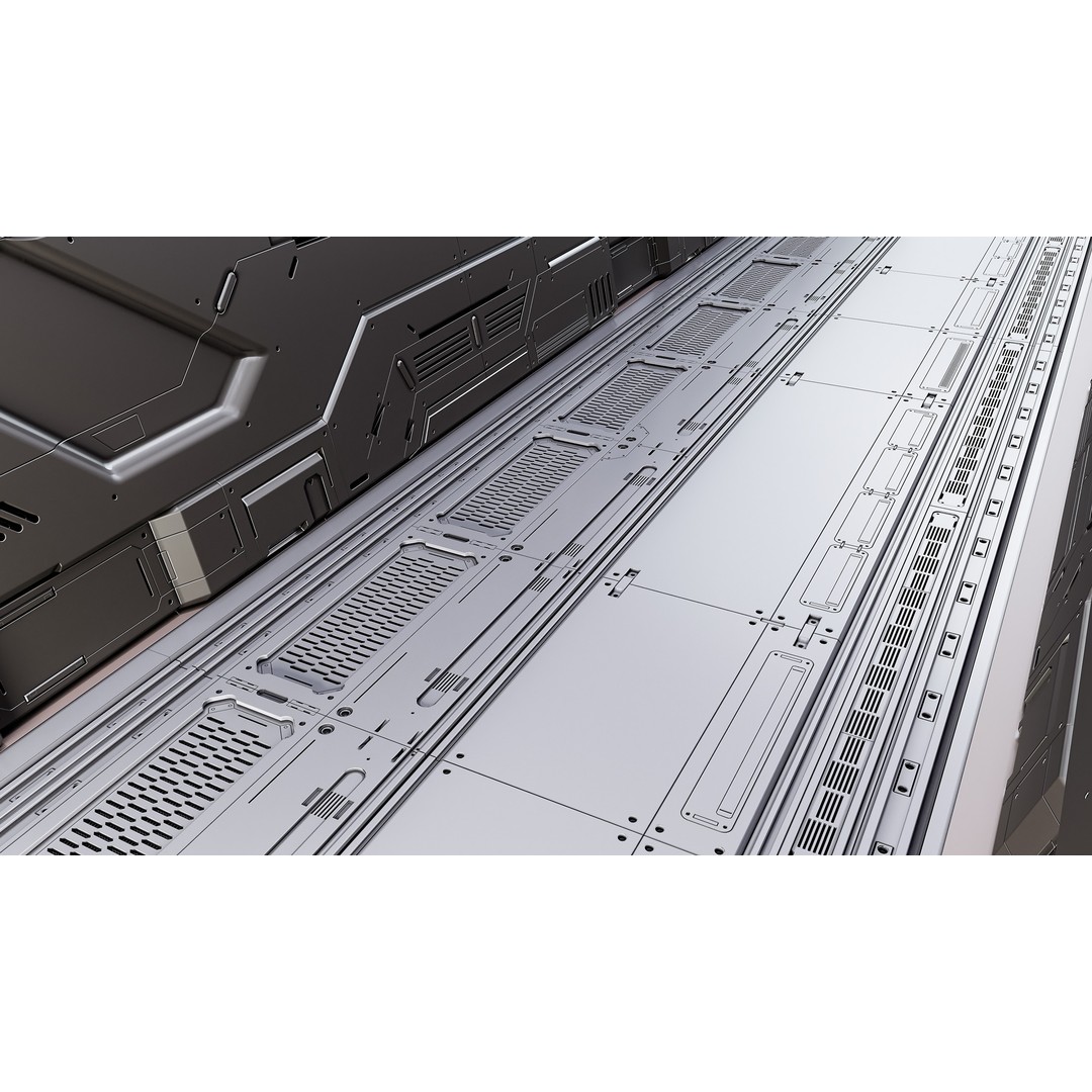Sci-Fi Floor Panels 3D Model – Unique Hard-Surface Assets, FBX, OBJ - View 17