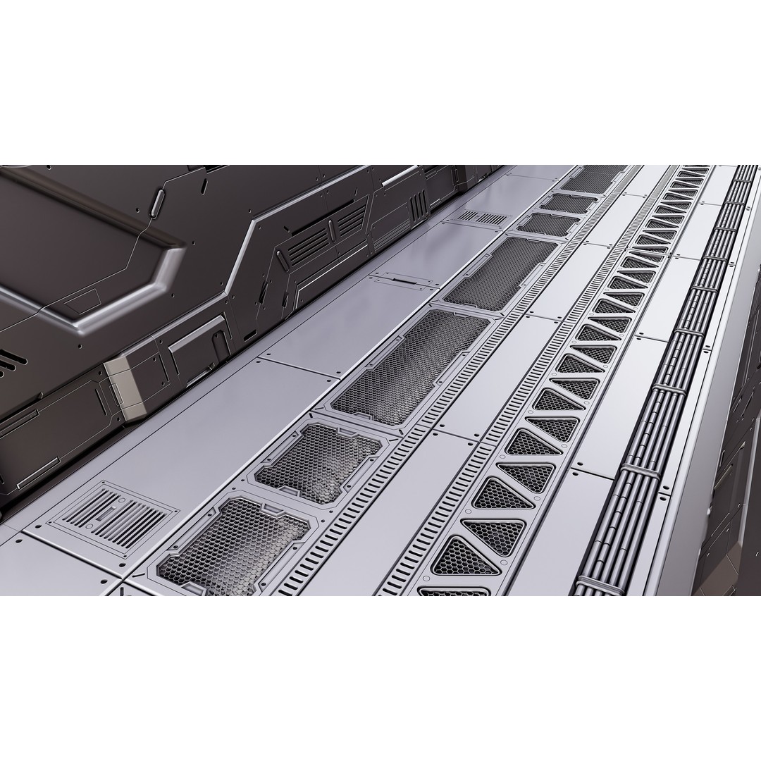 Sci-Fi Floor Panels 3D Model – Unique Hard-Surface Assets, FBX, OBJ - View 4