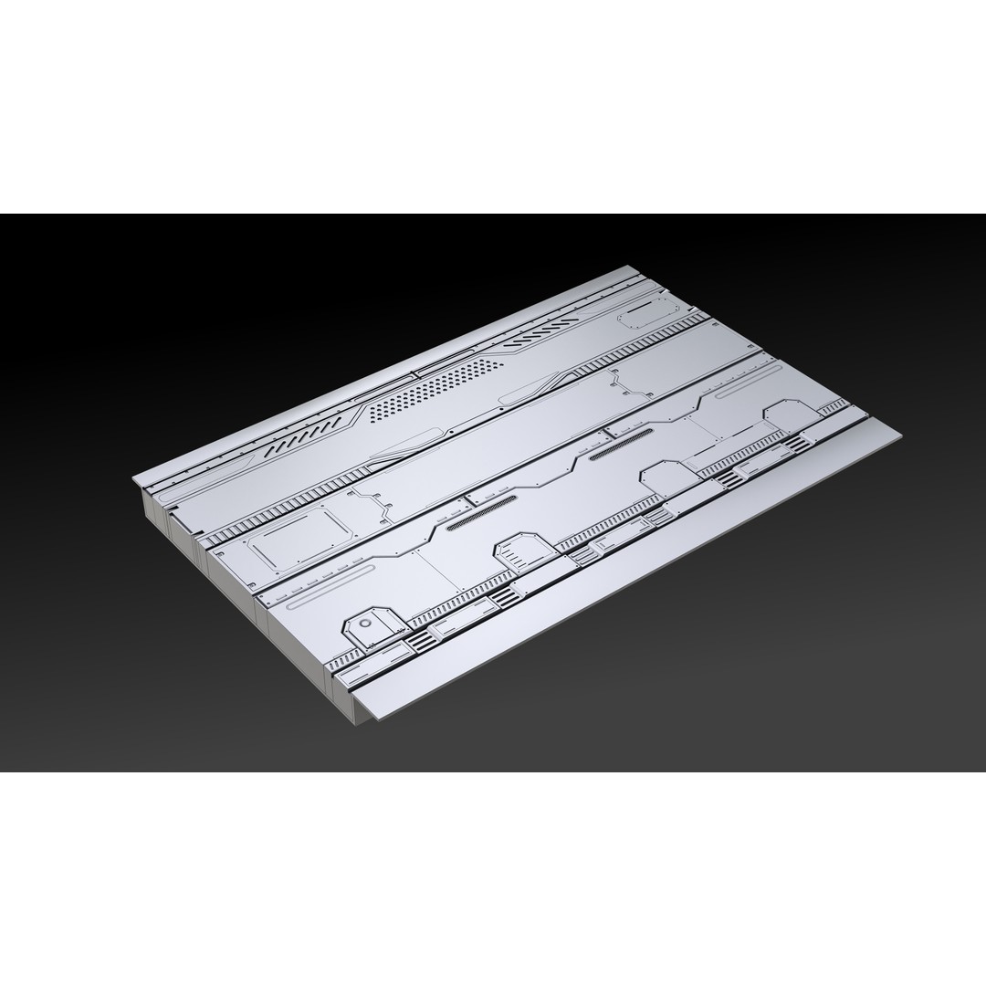 Sci-Fi Floor Panels 3D Model – Unique Hard-Surface Assets, FBX, OBJ - View 5