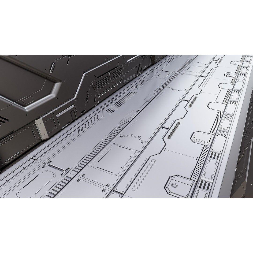 Sci-Fi Floor Panels 3D Model – Unique Hard-Surface Assets, FBX, OBJ - View 6