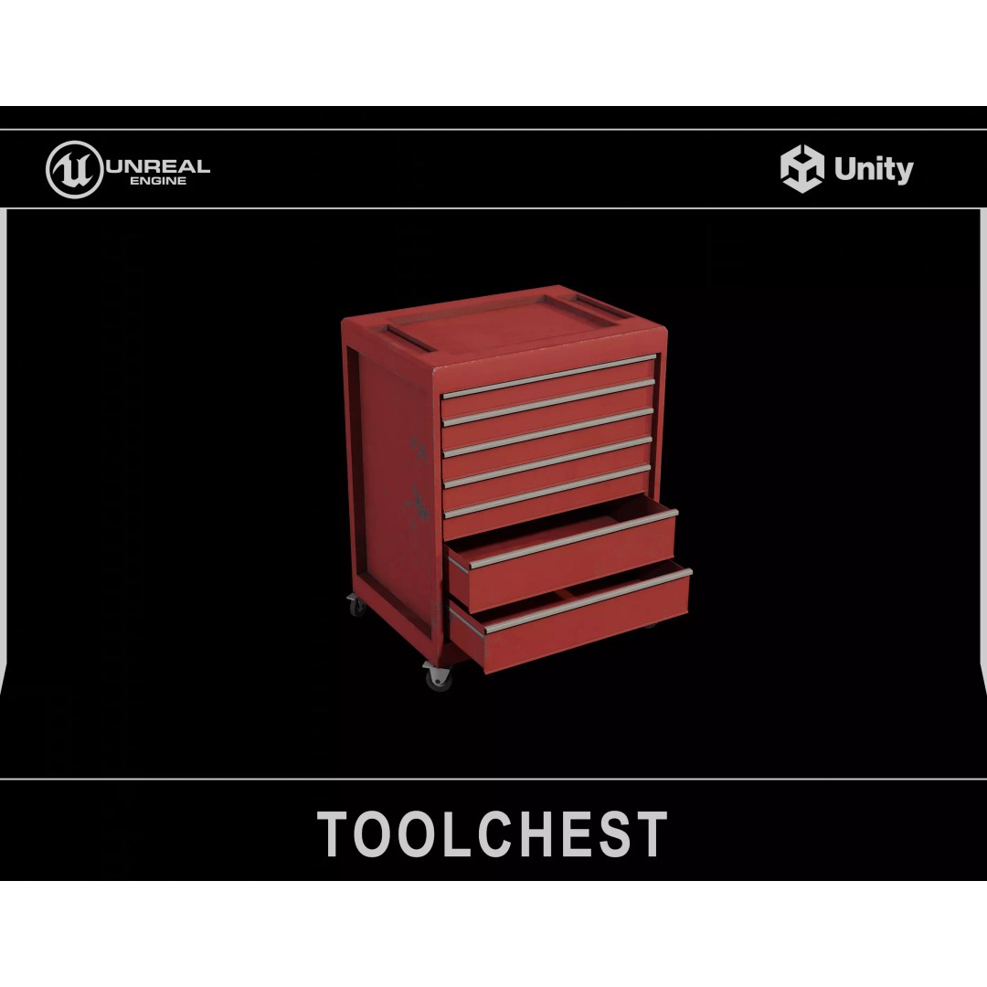 Toolchest 3D Model – Low Poly Game Asset with PBR Textures - View 2