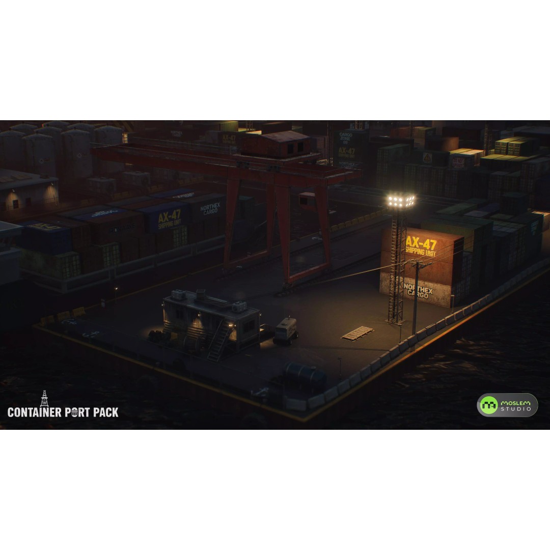 Realistic Modular Container Port 3D Model – Low Poly Game Asset, FBX - View 10