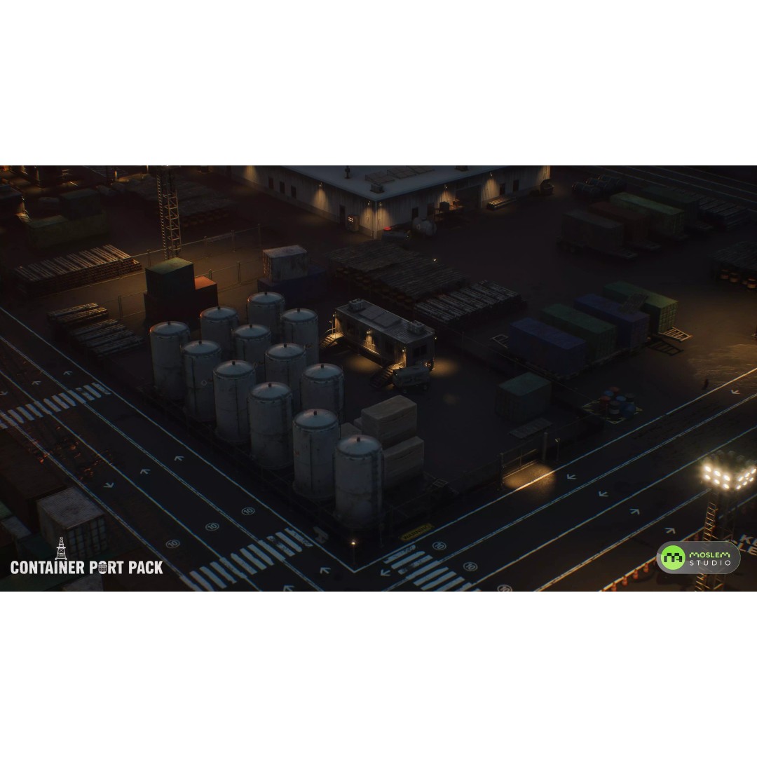 Realistic Modular Container Port 3D Model – Low Poly Game Asset, FBX - View 11