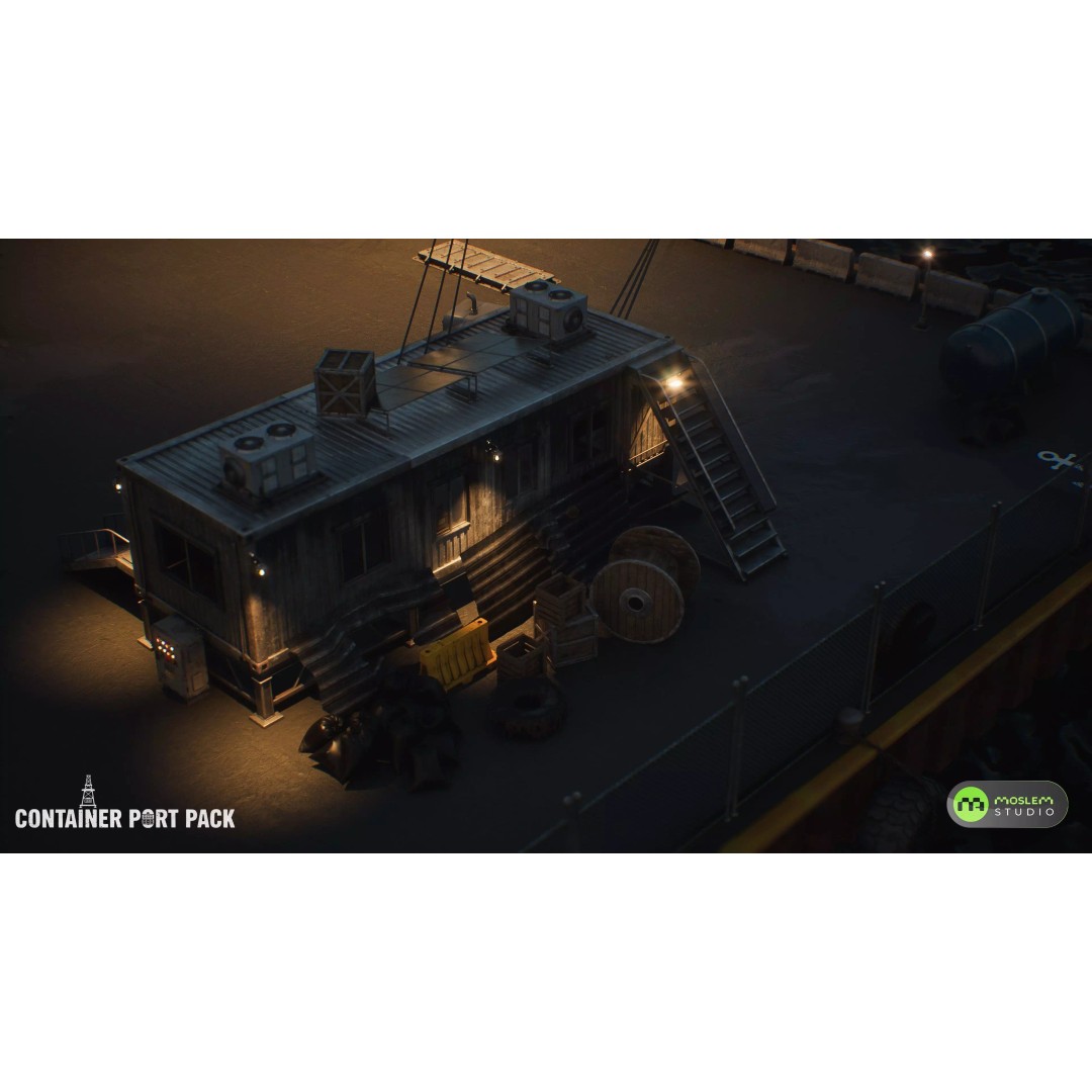 Realistic Modular Container Port 3D Model – Low Poly Game Asset, FBX - View 12