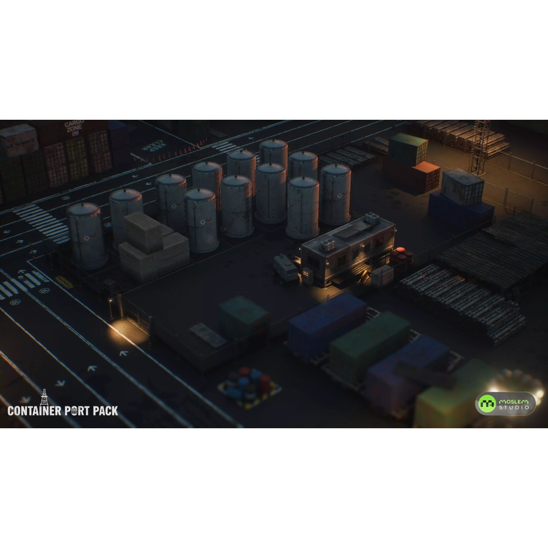 Realistic Modular Container Port 3D Model – Low Poly Game Asset, FBX - View 13