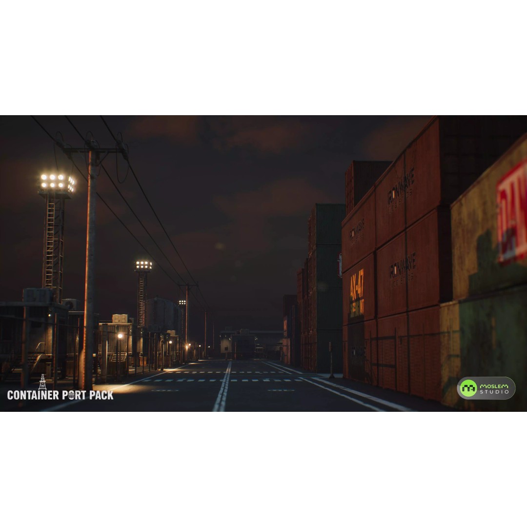 Realistic Modular Container Port 3D Model – Low Poly Game Asset, FBX - View 14